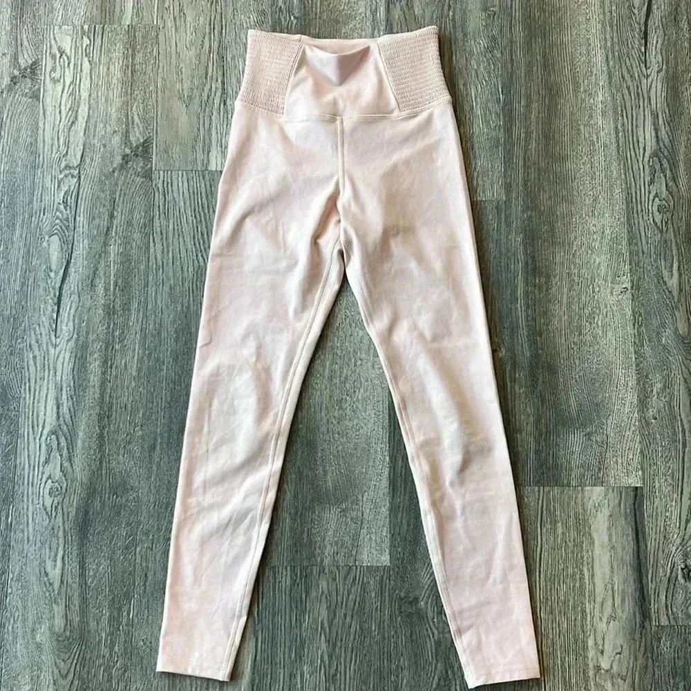 Carbon38 Leggings Pink Workout Leggings Size Small Textures Waistband Womens